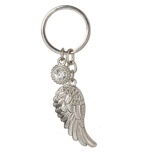 Birthstone April Angel Wing Keychain 3.75"