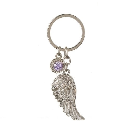 Birthstone June Angel Wing Keychain 3.75"L
