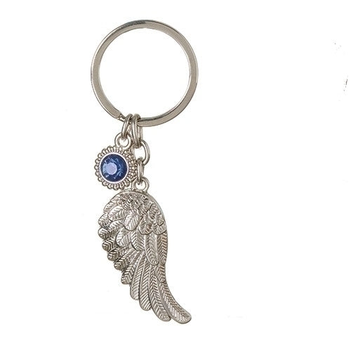 Birthstone September Angel Wing Keychain 3.75"L