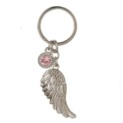 Birthstone October Angel Wing Keychain 3.75"L