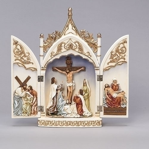 Crucifix Triptych Scene 14"H