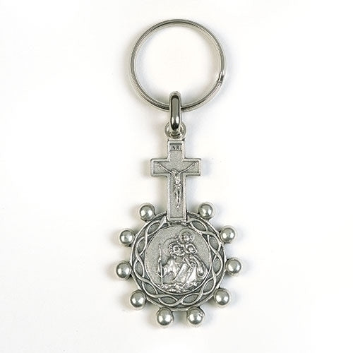 Rosary Keychain of Our Lady of Grace and St. Christopher