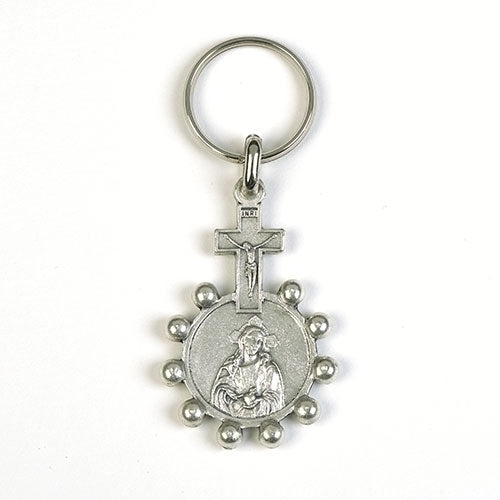 Rosary Keychain of Sacred and Immaculate Hearts
