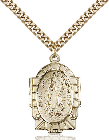 Our Lady of Guadalupe Medal Gold Filled 24"