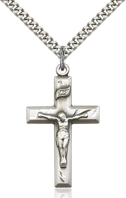 Crucifix Necklace Sterling Silver 24"