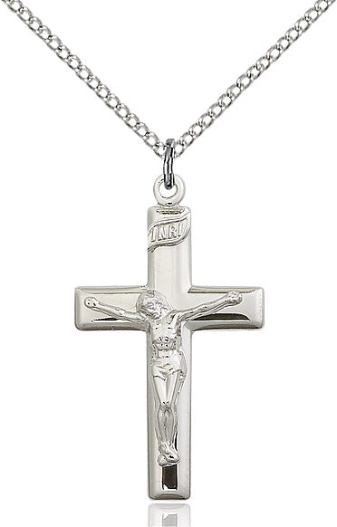 Crucifix Necklace Sterling Silver 18"