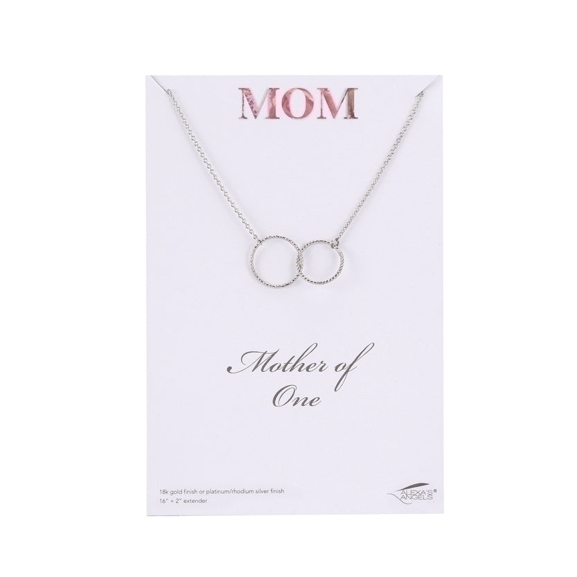 Mother of One Necklace, Silver 16"L