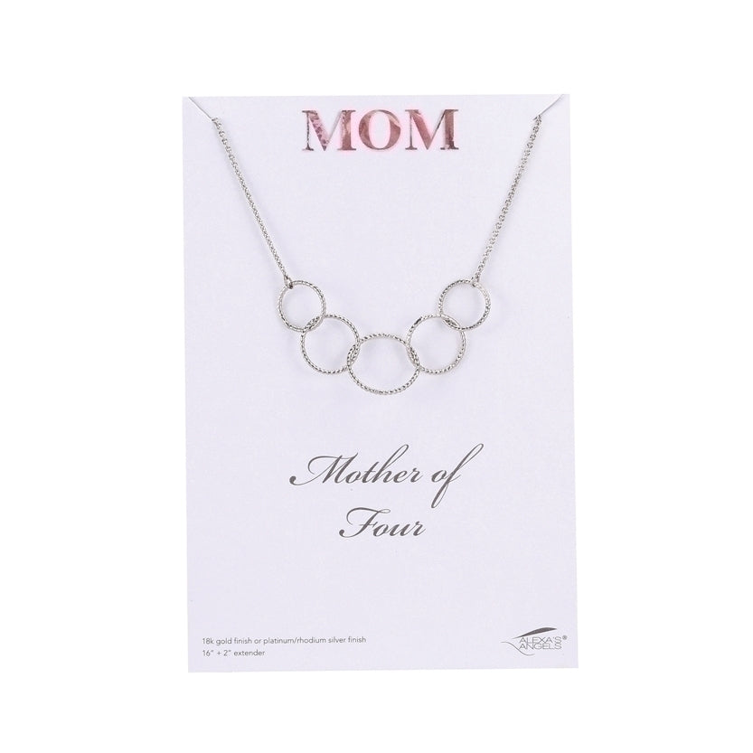 Mother of Four Necklace, Silver 16"L