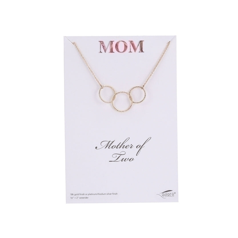 Mother of Two Necklace, Gold 16"L