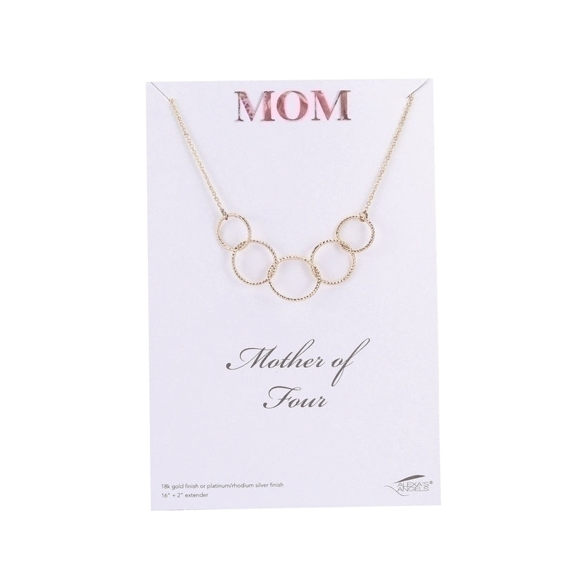 Mother of Four Necklace, Gold 16"L