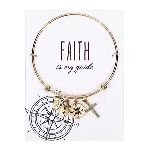 Faith Bangle Bracelet Gold 2.5"DIA