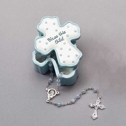 Bless This Boy Keepsake Box with Rosary .75"H