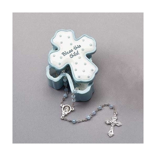 Roman Bless This Boy Keepsake Box with Rosary .75" H