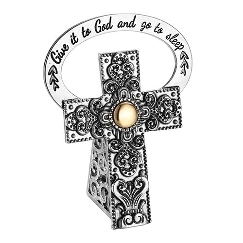 Give it to God Dotted Bedside Cross 2.5"H