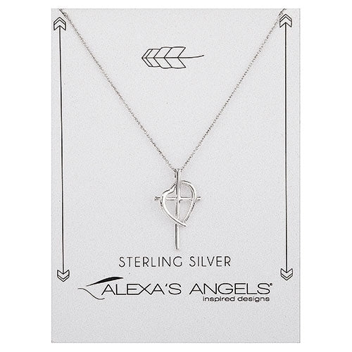 Cross Heart Necklace 16"-18"L