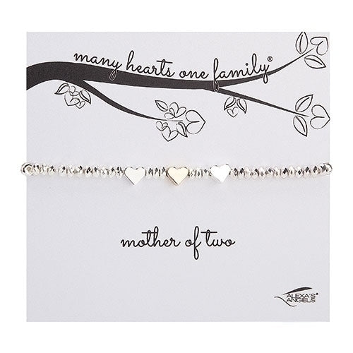 Many Hearts Bracelet for Mother of Two 7"L