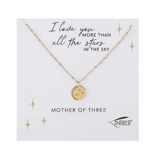Moon and Stars Necklace for Mother of Three 16"L