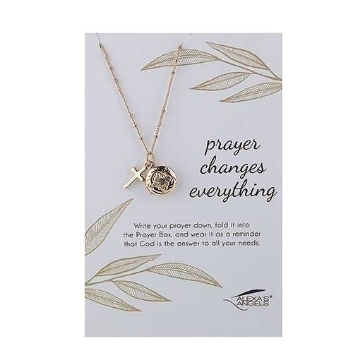 Prayer Locket Necklace Gold 16"L