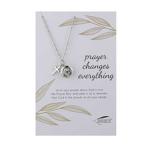Prayer Locket Necklace Silver 16"L