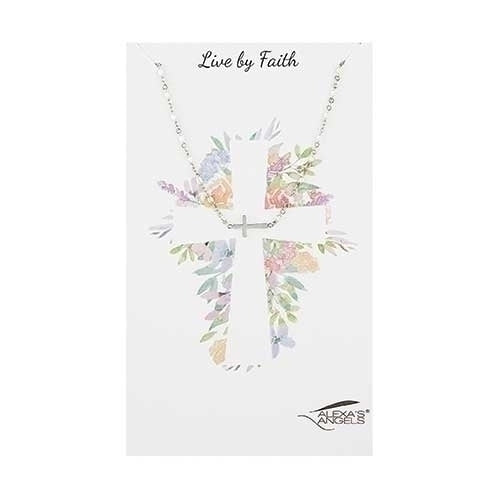 Cross Necklace Silver 15"L