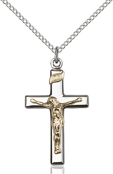 Crucifix Necklace Two-Tone 18"