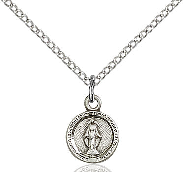 Miraculous Medal Necklace Sterling Silver 18"