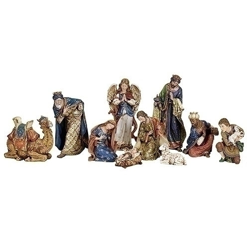 10pc Ornate Nativity Set 4"-19"