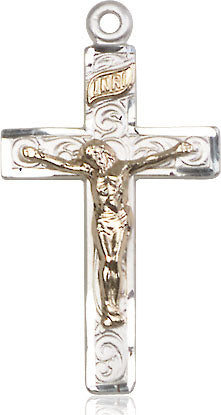 Crucifix Necklace Two-Tone 18"