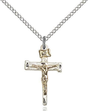 Nail Crucifix Necklace Silver 18"