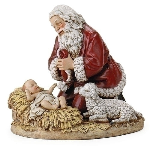 Santa Kneeling to Baby Jesus Figure 8"H