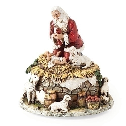 Santa Kneeling to Baby Jesus Musical Figure 5.75"