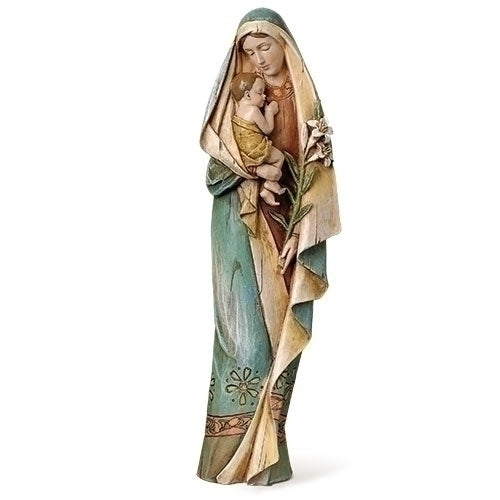 Madonna and Child with Lily Statue 12.5"H