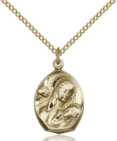 Madonna and Child Necklace Gold Filled 18"