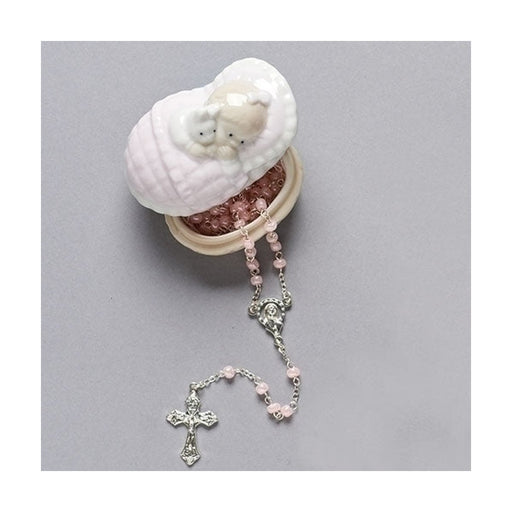 Roman Baby Girl Keepsake Box with Rosary 1.5" H