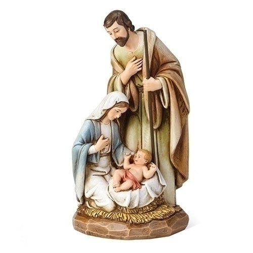Holy Family in Wood Carved Style 8"H