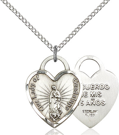 Our Lady of Guadalupe Necklace Sterling Silver 18"