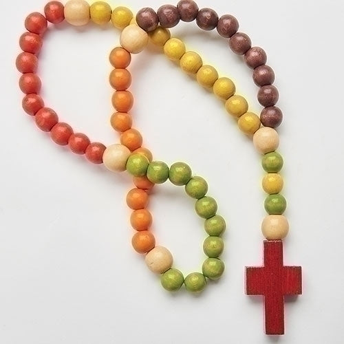 Wood Beaded Rosary 20.5"L
