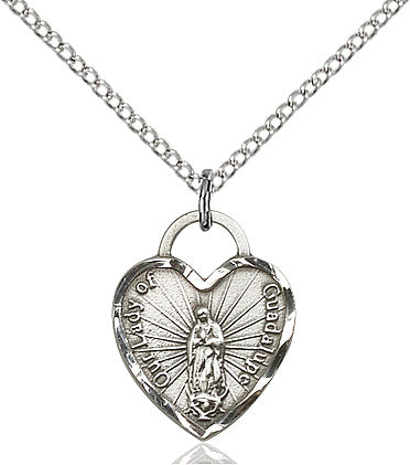 Our Lady of Guadalupe Necklace Sterling Silver 18"