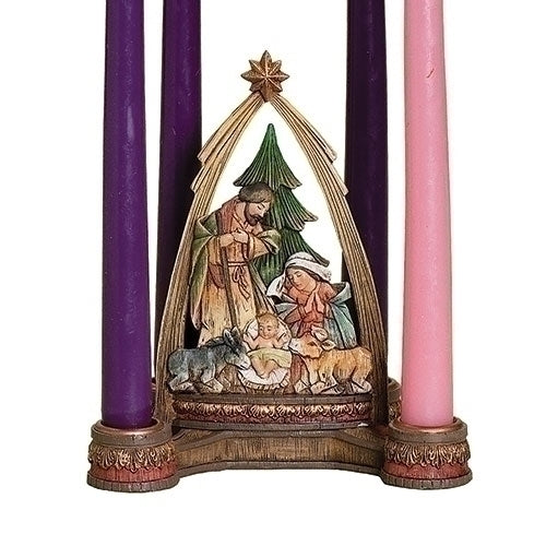 Advent Nativity Candle Holder with Arch 6.25"H