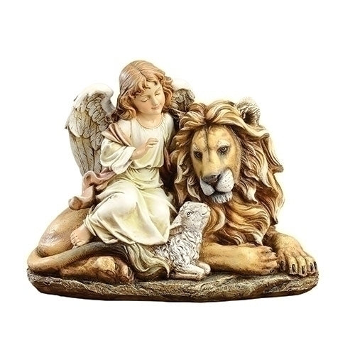 Lion and Lamb with Angel Figure 11.5"