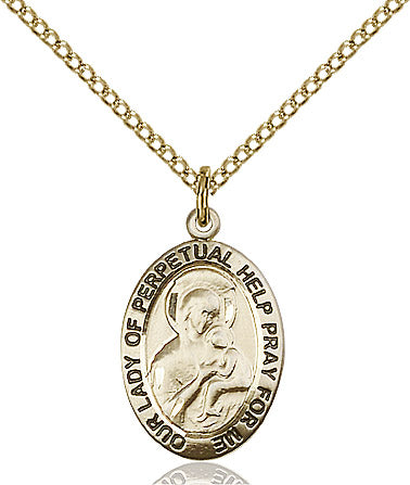 Our Lady of Perpetual Help Necklace Gold Filled 18"