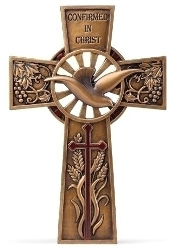 Confirmation Wall Cross with Bronze Finish 7.75"H