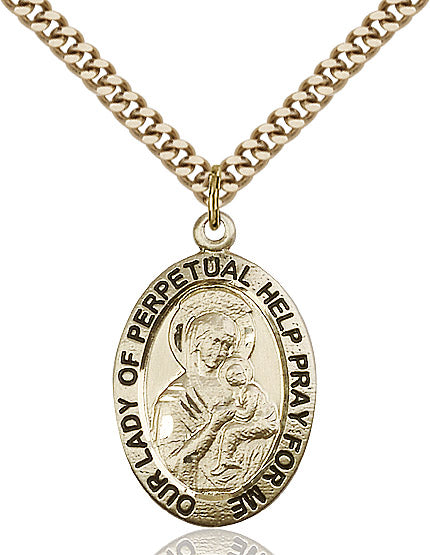 Our Lady of Perpetual Help Necklace Gold Filled 24"