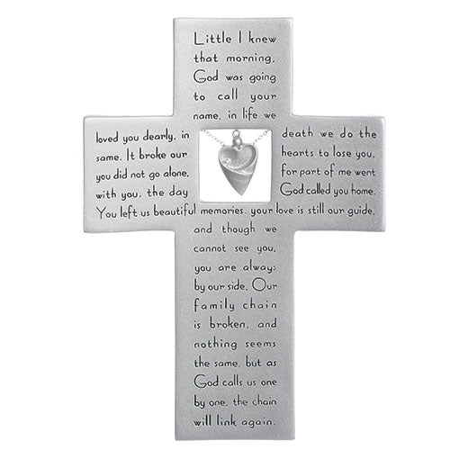 Memorial Cross with Charm and Verse 7.25"H