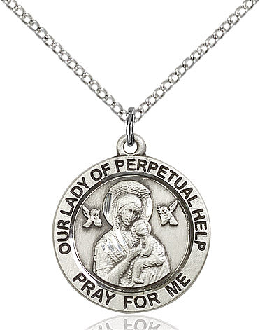 Our Lady of Perpetual Help Necklace Sterling Silver 18"