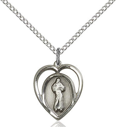 Divine Mercy Necklace Sterling Silver 18"