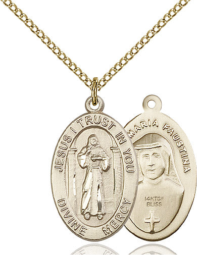 Divine Mercy Necklace Gold Filled 18"