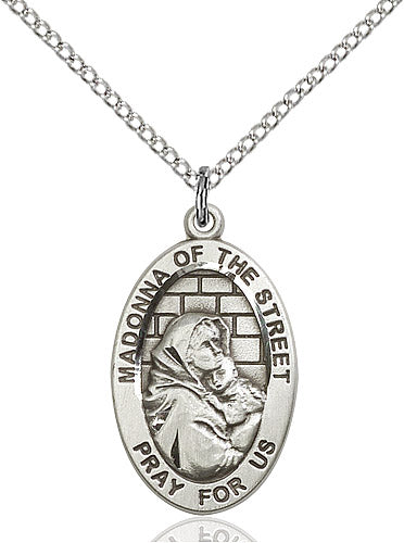 Madonna of the Street Medal Sterling Silver 18"
