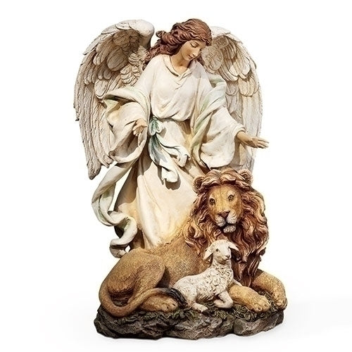 Angel with Lion and Lamb Statue 9.25"H