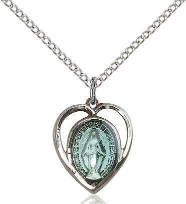 Miraculous Medal Necklace Sterling Silver 18"